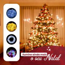 Pisca Pisca Natal Cordão Natalino 10m 100 Led Branco Quente 8 Funções 110v À Prova D' Água Luzes Dec