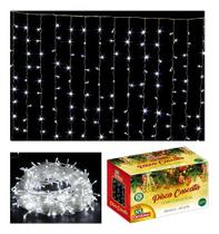 Pisca Pisca Natal Cortina Cascata 150 Leds Fio Transparente
