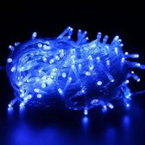 Pisca Pisca Natal Led 100 Lâmpadas Azul 8 funções 220v Fio Transparente 8,5mts
