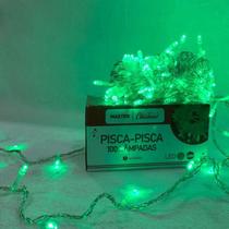 Pisca Pisca Natal Led 100 Lâmpadas Verde 8 funções 220v Fio Transparente 8,5mts