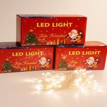Pisca Pisca Natal Linha Premium LED Branco Quente 8 Funções Cordão de Enfeite 100 Leds fio branco