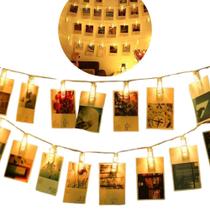 Pisca Pisca Prendedor com 12 Prendedores de LED 2 Metros - Branco Quente à Pilha