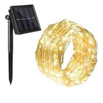 Pisca Pisca Solar 300 Led Prova D'água 30 Metros Dourado Automático