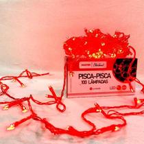 Pisca Pisca Vermelho 220v Led 100 Lâmpadas 8 funções 8,5 Metros