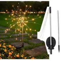 Pisca Solar Jardim Natal Fogos Artifício Luzes LEDs Amarelo Pisca Solar Jardim Natal Fogos Artifício Luzes LEDs Amarelo