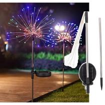 Pisca Solar Jardim Natal Fogos Artifício Luzes LEDs Colorido