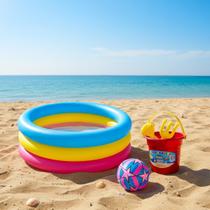 Piscina 3 Aneis 88 Litros + Kit Balde Praia + Bola Praia PVC Piscina 3 Aneis 88 Litros + Kit Balde Praia + Bola Praia PVC