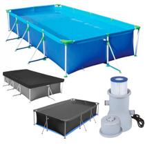 Piscina 5000 L Premium com Capa + Forro + Bomba Filtro 110v 3.600 L/H Kit