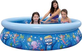 Piscina 855l Redonda 3d Sea World Pool Cor Azul