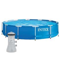 Piscina Armação de Metal Galvanizado 6.503 Litros Intex Filtro 110v