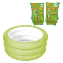 Piscina Banheira Infantil 80L Verde Boia De Braço Infantil