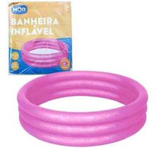 Piscina Banheira Infantil Inflável 130 Litros 3 Remendo Rosa