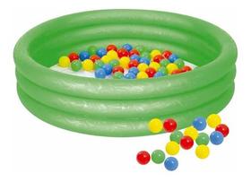 Piscina Banheira Inflavel Infantil C/ Bolinhas Coloridas 130L Verde Mor