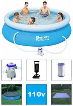 Piscina Bestway 2900 Litros com Bomba Filtrante 110v Bomba de Inflar Capa e Forro