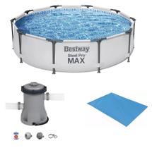 Piscina Bestway 5000 Litros Steel Pro Max CINZA 56406 com Bomba Filtrante 220v e FORRO