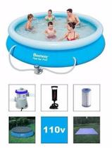 Piscina Bestway 5377 Litros com Bomba Filtrante 110v Bomba Inflar Capa e Forro