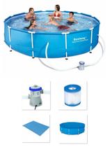 Piscina Bestway 6473 Litros Estrutural com Bomba Filtro 220v Capa Forro Piscina Bestway 6473 Litros Estrutural com Bomba Filtro 220v Capa Forro