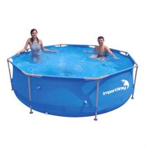 Piscina Borda Estruturada 5.200 Litros PVC 3 M x 76 cm Cor Azul Com Kit Reparo Importaway - IWPBE5200