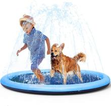 Piscina Circular Esteira Infantil Em PVC Resistente 170cm Com Chafariz Jato D'Água Para Criança Pets