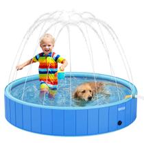Piscina Circular Esteira Infantil Em PVC Resistente Com Chafariz Jato D'Água Para Criança Pets