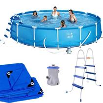Piscina com Armação 13.000 Litros 457 x 91 CM com Filtro, Cobertura, Forro e Escada BELFIX
