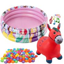 Piscina Com Bolinhas Infantil 140 Litros Princesa Rosa Menina Bebe Banheira P14 Cavalinho Vermelho - Zippy Toys