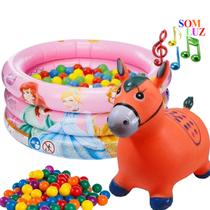 Piscina Com Bolinhas Infantil 38 Litros Princesa Rosa Menina Bebe Banheira P38 Cavalinho Musical Pula Pula Laranja - Zippy Toys