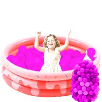 Piscina Com Bolinhas Infantil Donuts Gigante Inflável 220L 100 Unidades