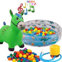 Piscina Com Bolinhas Inflável 180 Litros Grande Banheira Infantil Criança Mar Cavalinho Musical Pula Pula Inflador - Zippy Toys