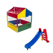 Piscina de Bolinhas 1,00m Quadrada + Escorregador Playground Médio - Rotoplay Brinquedos