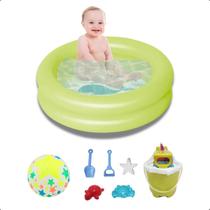 Piscina de Bolinhas Infantil Inflável 28L com Kit Praia e Balde Diversão Segura para Bebês e Crianças