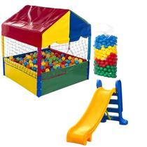 Piscina de Bolinhas Infantil Quadrada 1,00m Escorregador Médio 500 Bolinhas Coloridas Piscina de Bolinhas Infantil Quadrada 1,00m Escorregador Médio 500 Bolinhas Coloridas