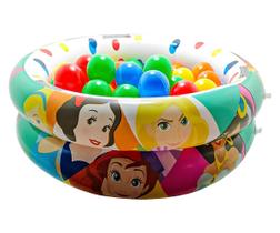 Piscina De Bolinhas Menina Infantil Inflável + 50 Bolinhas
