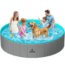 Piscina dobrável para cães Sloosh 180x30 cm cinza portátil