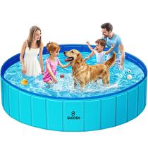 Piscina dobrável para cães Sloosh 180x30 cm, portátil, azul
