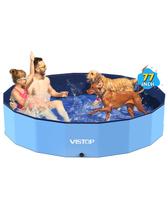 Piscina dobrável para cães VISTOP Jumbo para cães, gatos e crianças, azul Piscina dobrável para cães VISTOP Jumbo para cães, gatos e crianças, azul