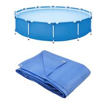 Piscina Estruturada PVC 7.000 Litros com Kit de Reparo Lona 4x4 Azul em Polietileno