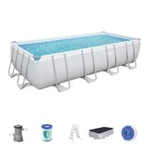 Piscina Estrutural 11532L Retangular Capa Escada Filtro 110V/220V Bestway