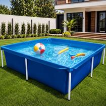 Piscina Estrutural 2000 Litros Mor Quadrada Azul Lazer Infantil Verao Calor Diversao