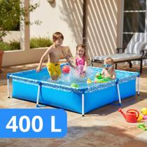Piscina Estrutural 400 Litros Mor Azul Infantil Crianças Verao Grande Retangular Piscina Estrutural 400 Litros Mor Azul Infantil Crianças Verao Grande Retangular