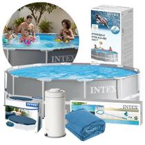 Piscina Estrutural 6.503 Litros Armação Prism + Capa + Filtro + Forro + Kit Limpeza- Intex