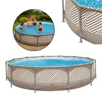 Piscina Estrutural 7200 Litros Circular Resistente Bege Listrada