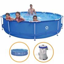 Piscina Estrutural Armação 6125 Litros Bomba Filtro E Capa Avenli Jilong 220v
