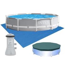 Piscina Estrutural Armação Litros Prism Com Filtro 110v Capa E Forro Intex