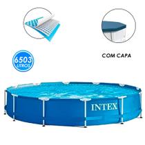 Piscina estrutural redonda 6503 litros 28210 intex + capa