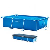 Piscina Estrutural Retangular 3.834 Litros Pvc Armação Capa Intex