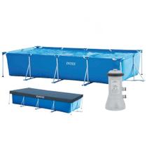 Piscina Estrutural Retangular 7.127 Litros com Filtro + Capa Pvc Armação Intex