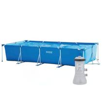 Piscina Estrutural Retangular 7.127 Litros Intex Com Bomba e Filtro