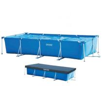 Piscina Estrutural Retangular Litros Com Capa Pvc Armação Intex