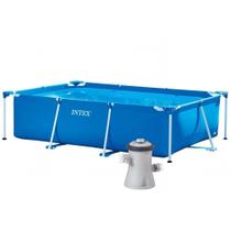 Piscina Estrutural Retangular Litros Pvc Armação + Bomba Filtrante 220v Intex
